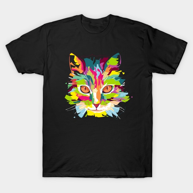 Cool pop art cat T-Shirt by UniqueDesignsCo